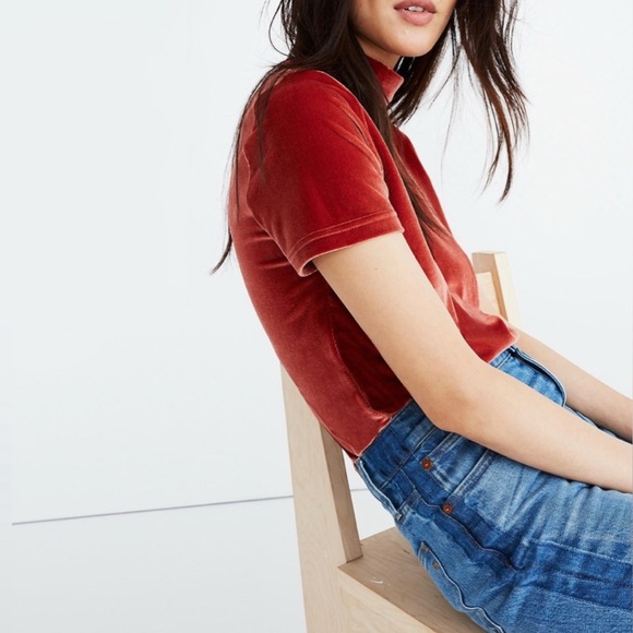 Madewell Mockneck Velvet Shirt - Picture 2 of 8